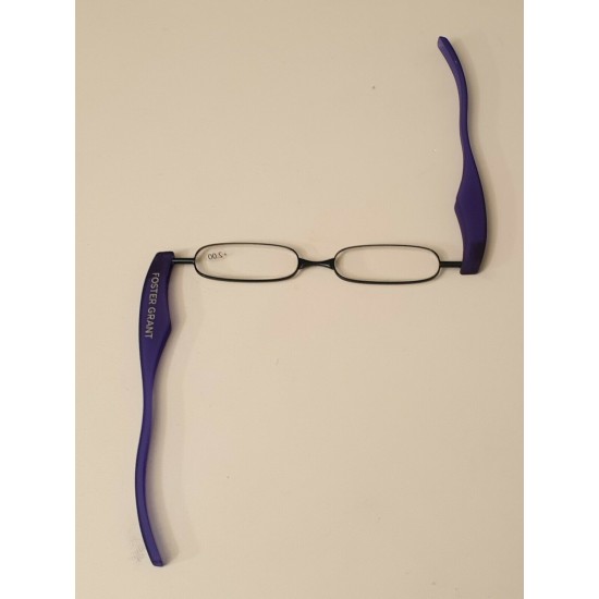 Foster Grant Compact "On The Go" Folding Ultra Slim Reading Glasses. Purple