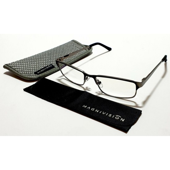Magnivision - Samson - Gunmetal - Reading Glasses + Free Matching Case
